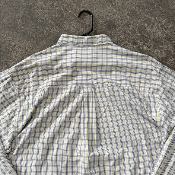 Vintage 90s Reebok Golf Shirt Mens XL White Yellow Plaid Long Sleeve Button Up - Picture 5 of 8